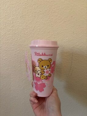Rilakkuma Pink Sakura Travel Tumbler